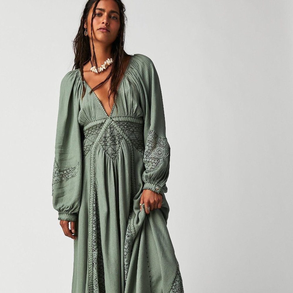 Free People Southwest Lace Army green maxi L
